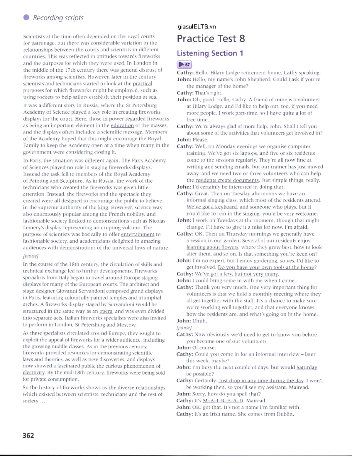 OFG Listening Test 8 - Transcript and Review Guide - Studocu