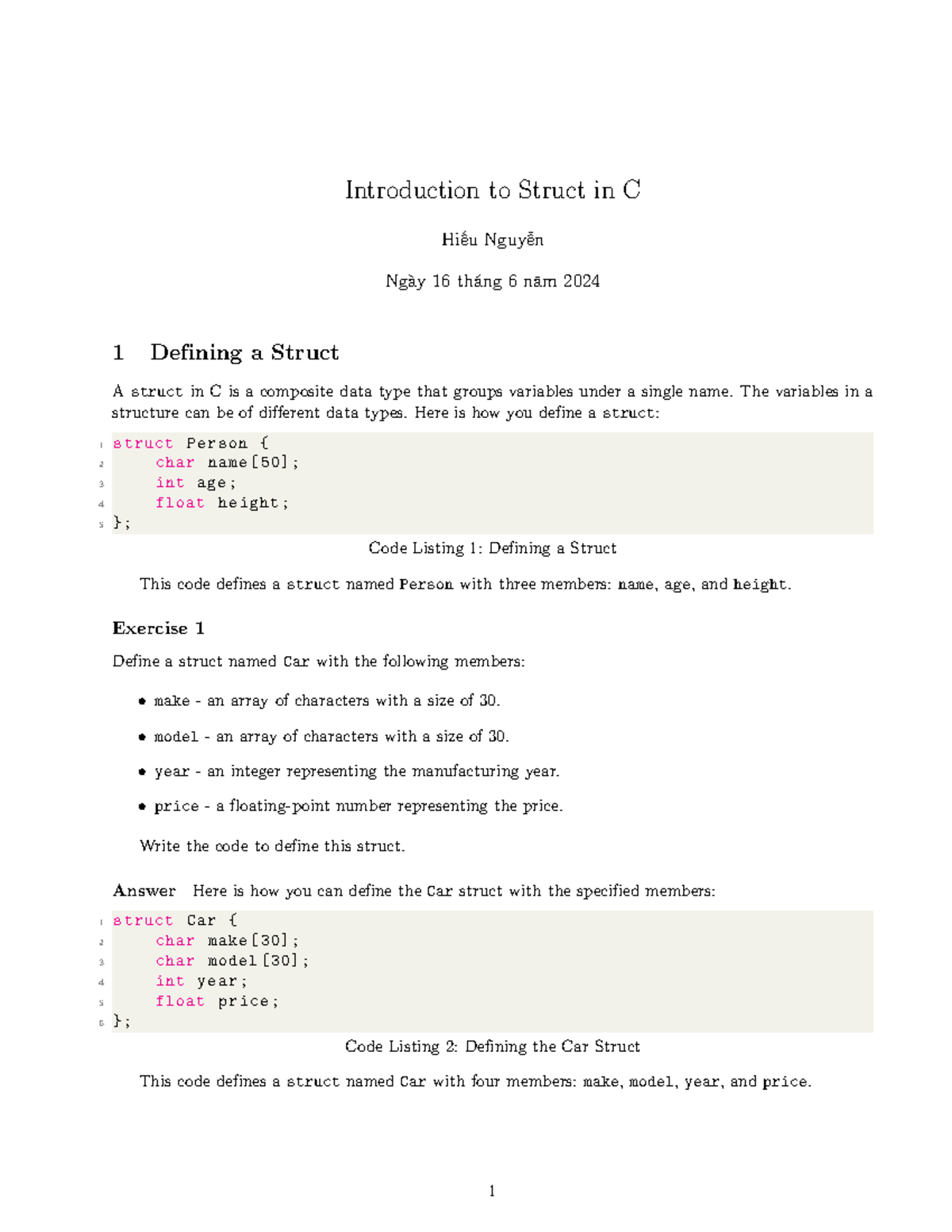 Introduction to Structure in C - Introduction to Struct in C Hiếu ...