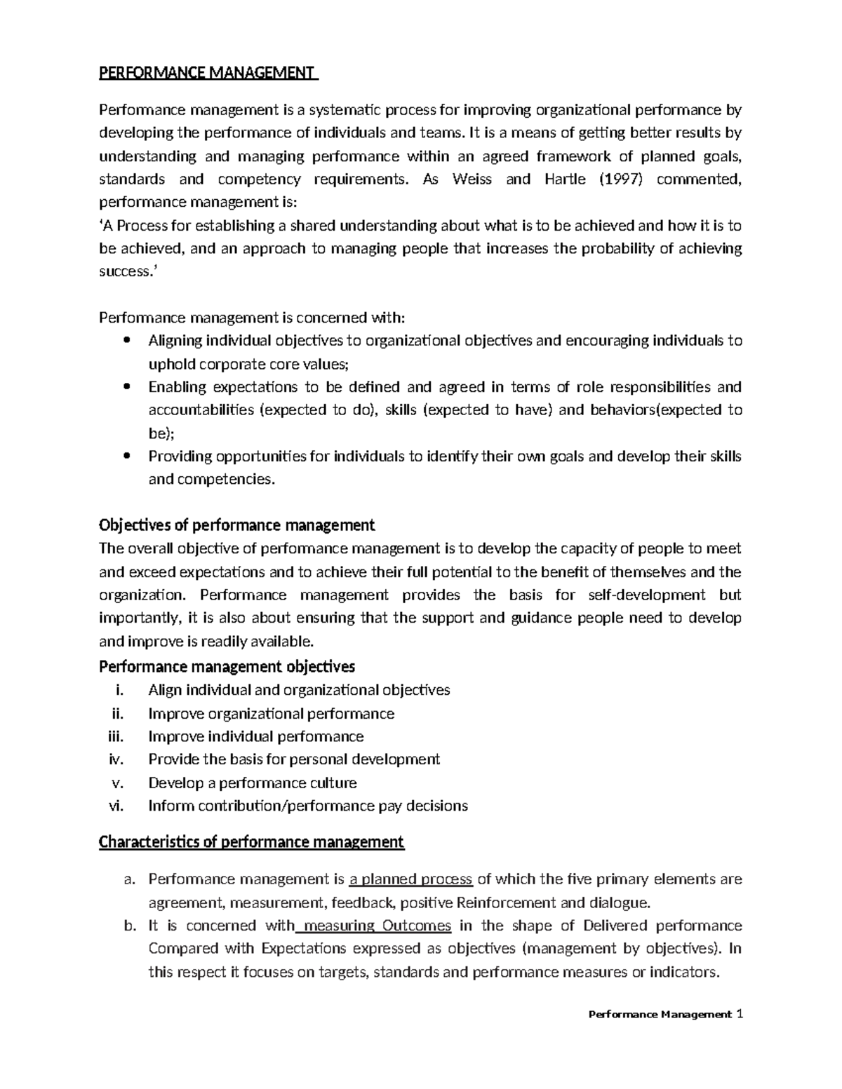 Performance Management Overview: Key Concepts and Objectives - Studocu