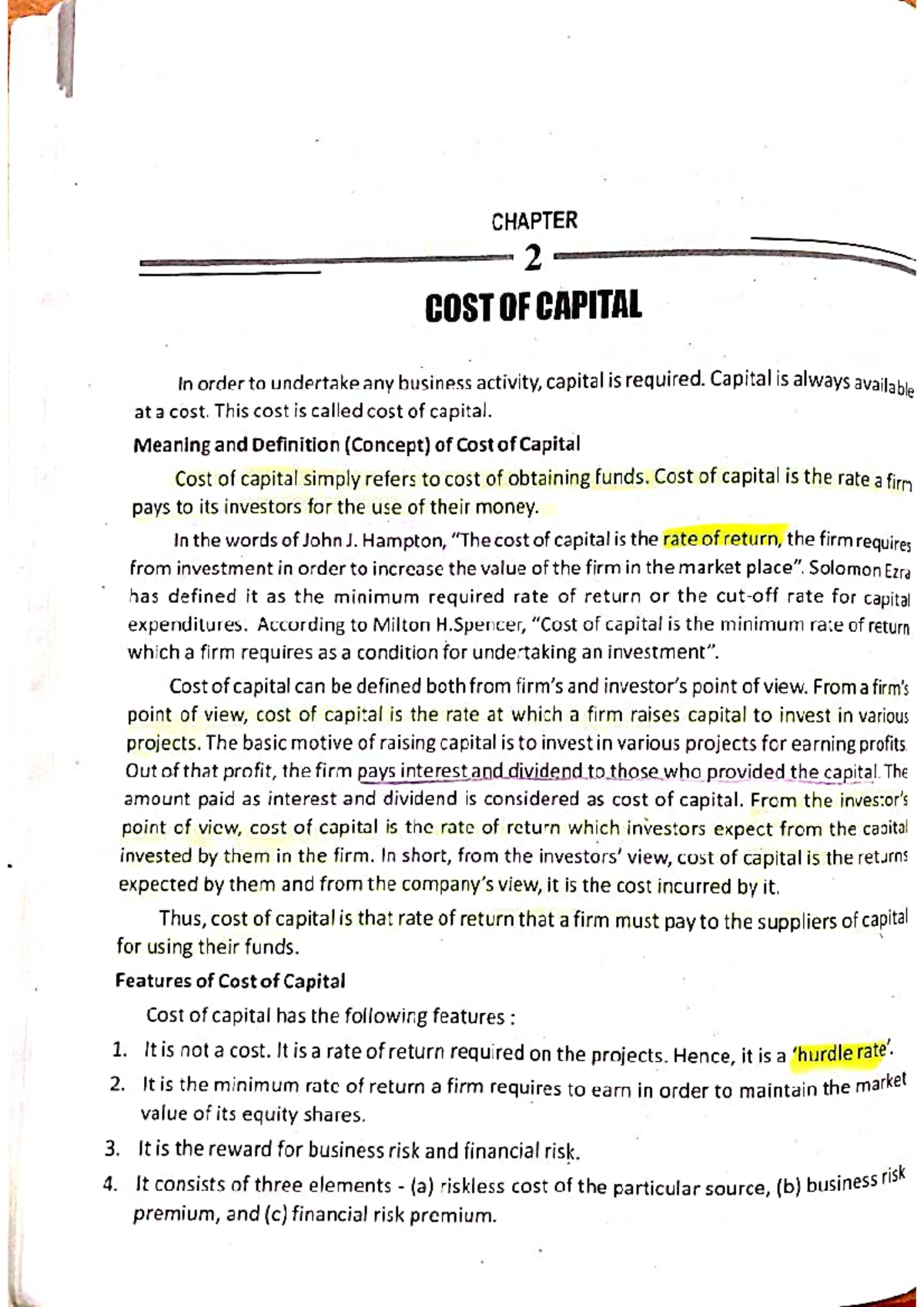 Financial management - FM NOTES - CHAPTER 2 COST OF CAPITAL In order to ...