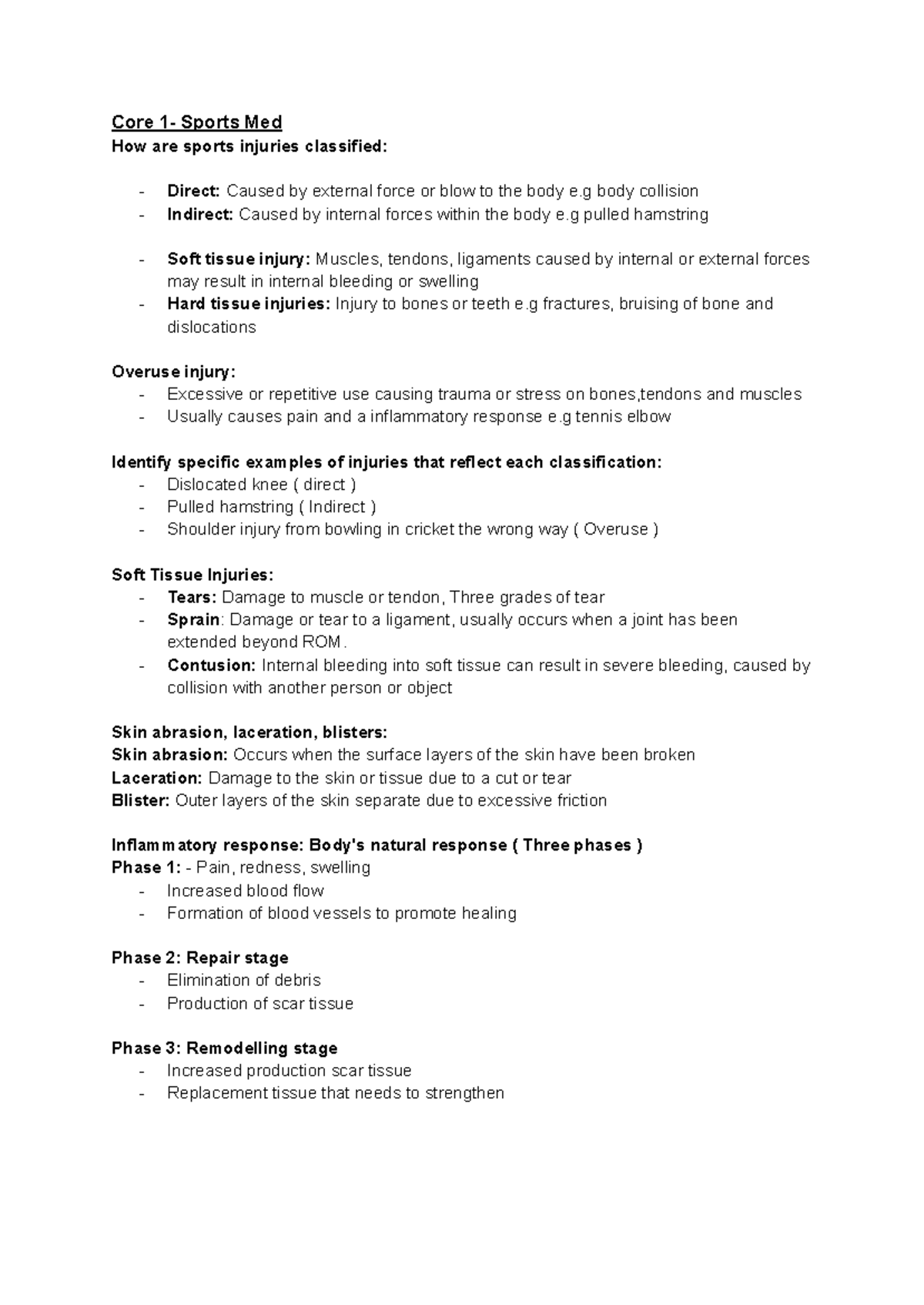 Core 1 - Sports Med: Classification and Management of Sports Injuries ...