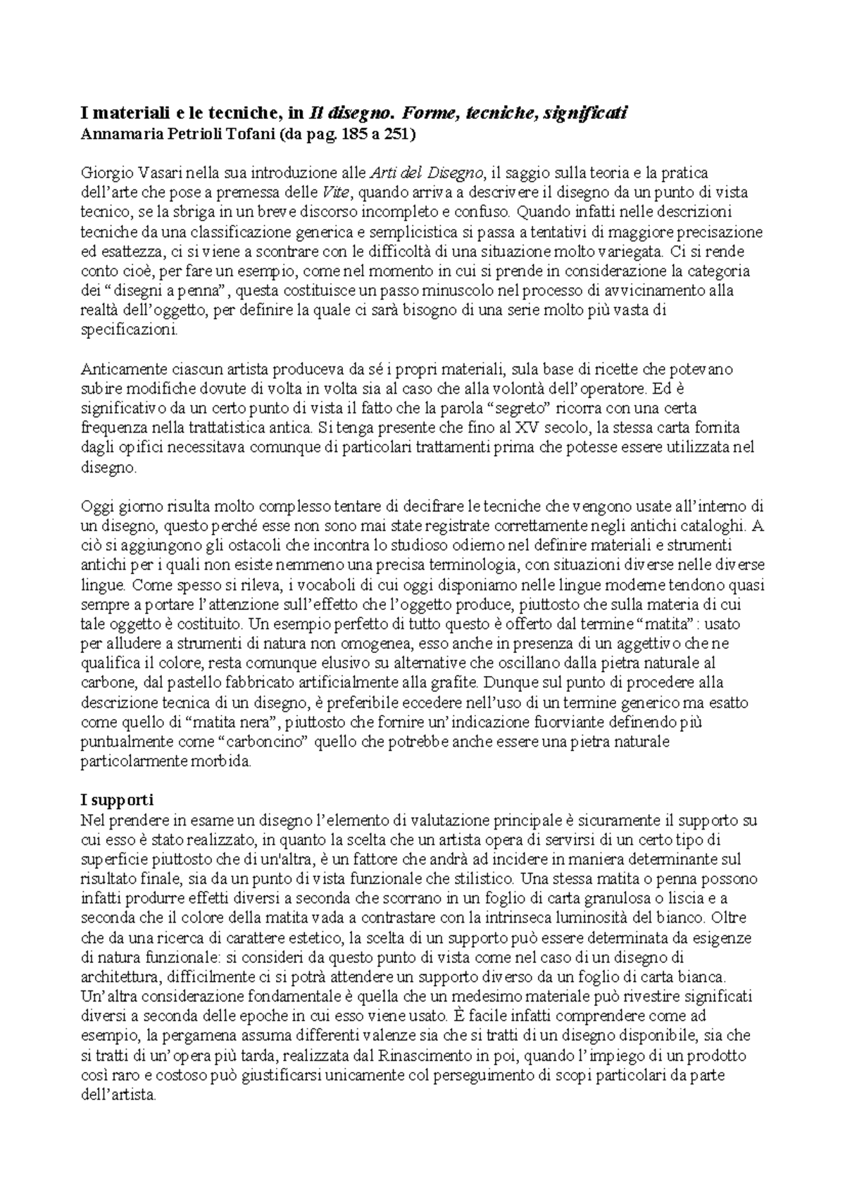 Storia del disegno - I materiali e le tecniche - I materiali e le ...