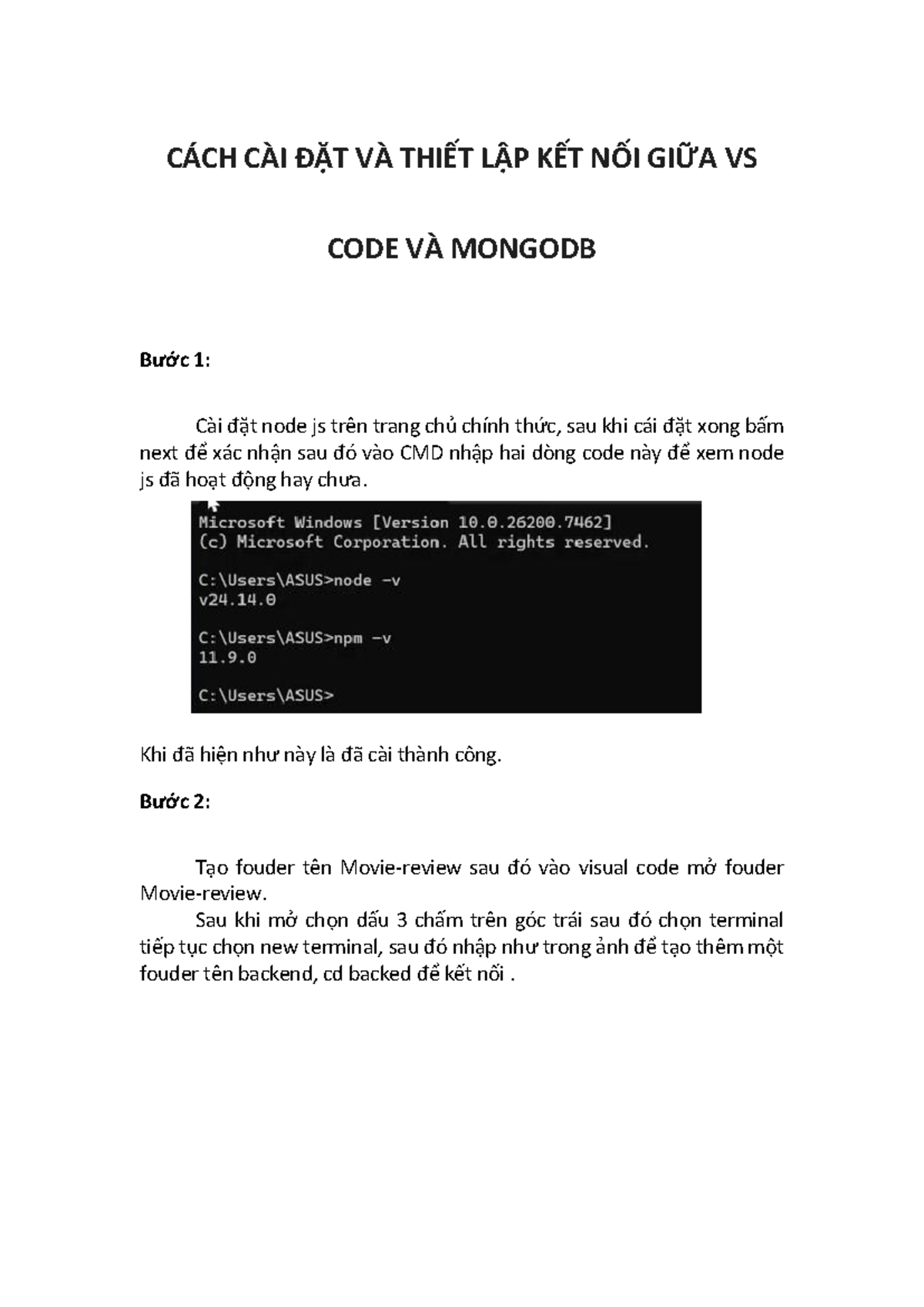 Hướng Dẫn Cài Đặt VS Code Kết Nối MongoDB - Bước Đơn Giản - Studocu