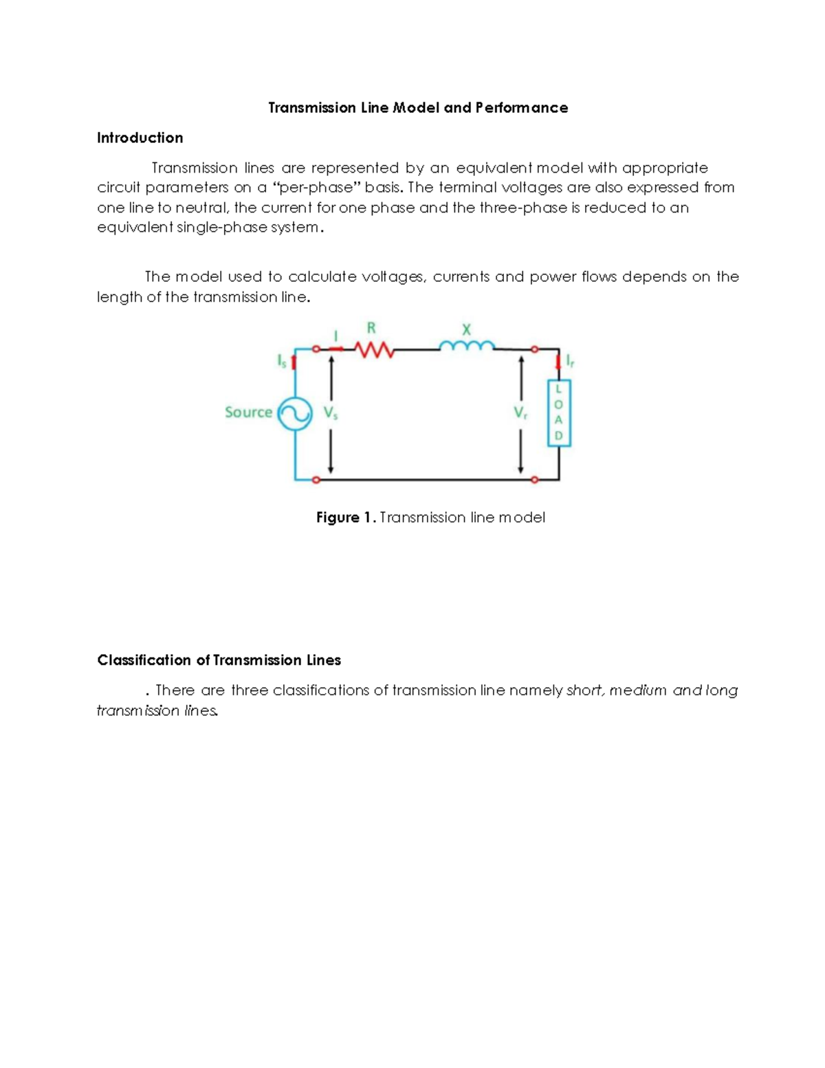 Transmission Line Model & Performance Overview (Part 1-1) - Studocu
