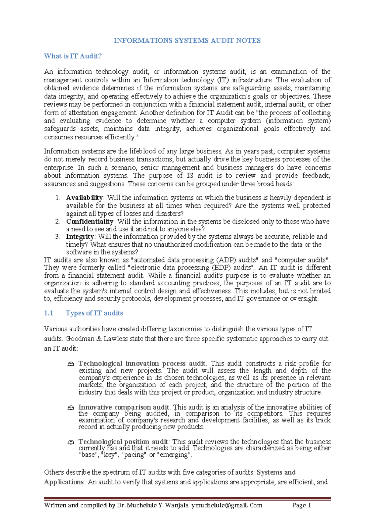 IT Audit Essentials: Comprehensive Overview of IS Audit Methods - Studocu