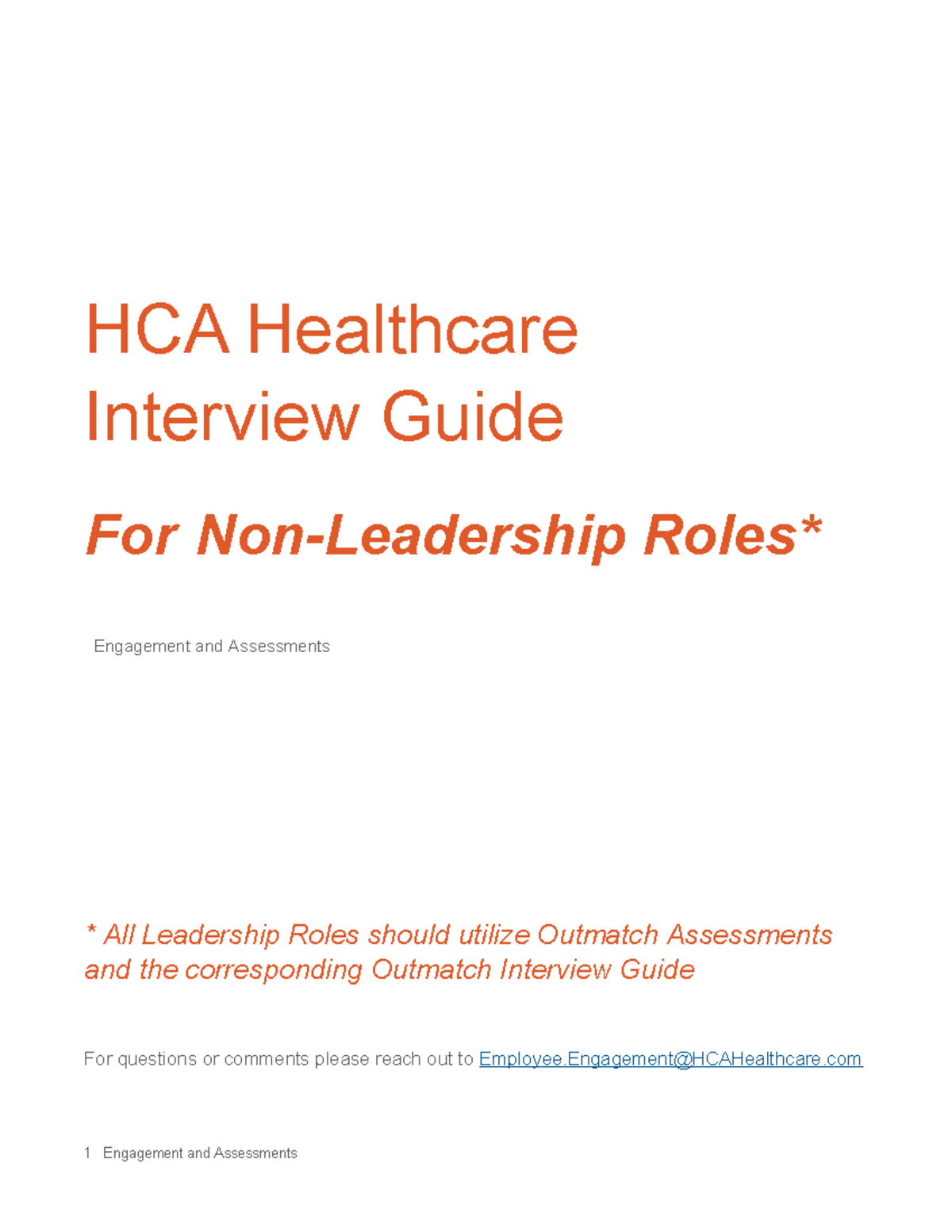 HCA 101: Interview Guide for Leadership Roles & Outmatch Assessments ...