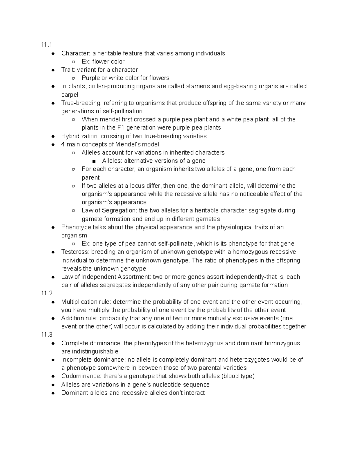 AP Bio notes Chapters 11 and 12 - 11. Character: a heritable feature ...