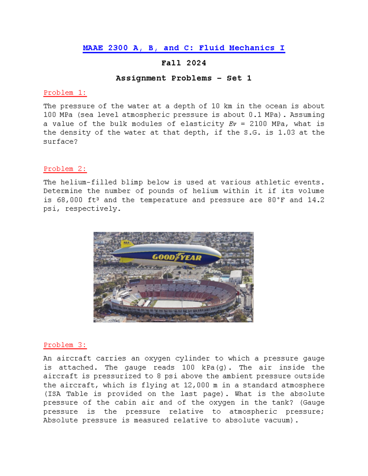 Assignment PA Problems Set11 - MAAE 2300 A, B, and C: Fluid Mechanics I ...