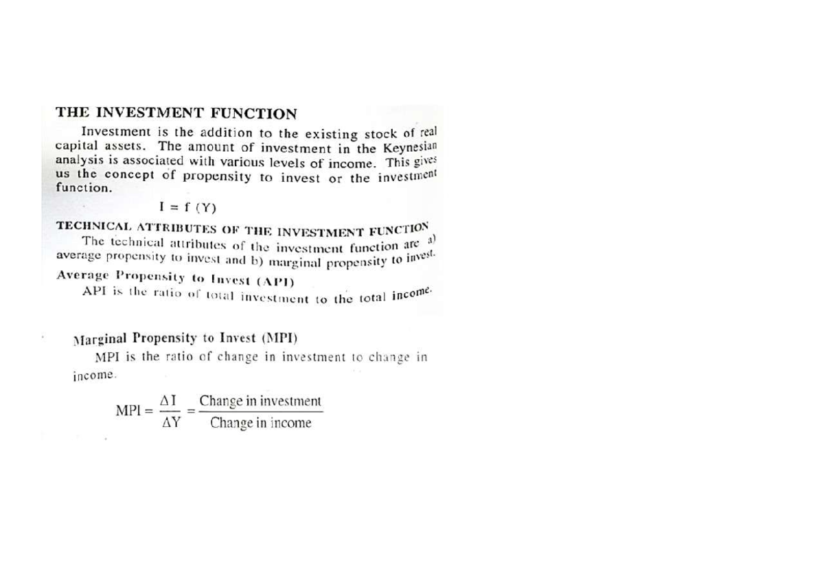 Macro Economics 5th Sem: Chapter 4 - The Investment Function - Studocu