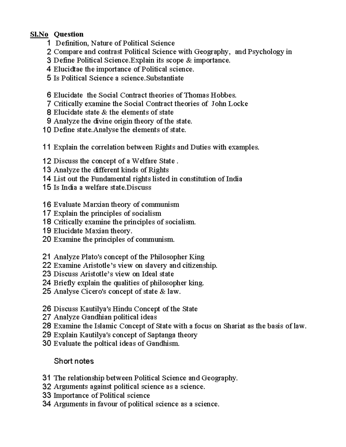 B.A., LL.B. (Hons) - I Sem: Political Science Concepts & Theories - Studocu