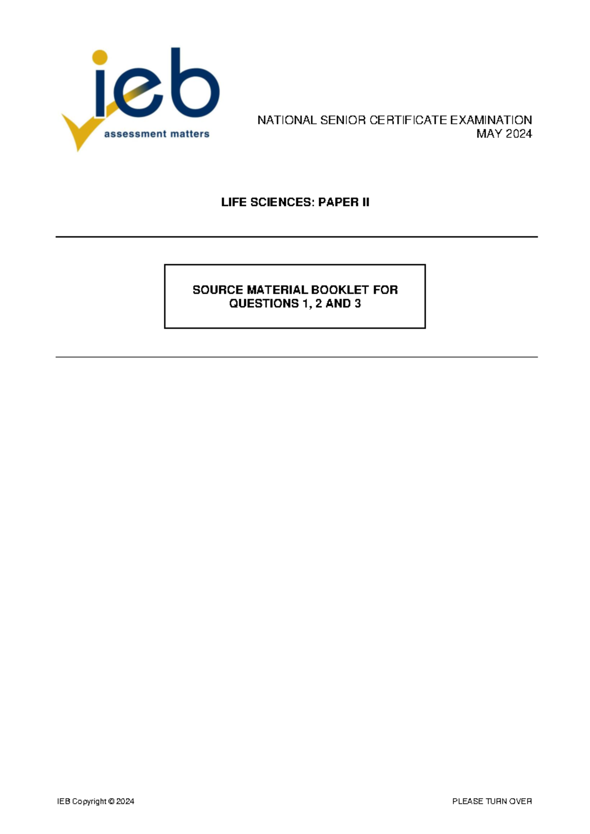 Life Sciences P2 Source Material Booklet for May 2024 Exam - Studocu
