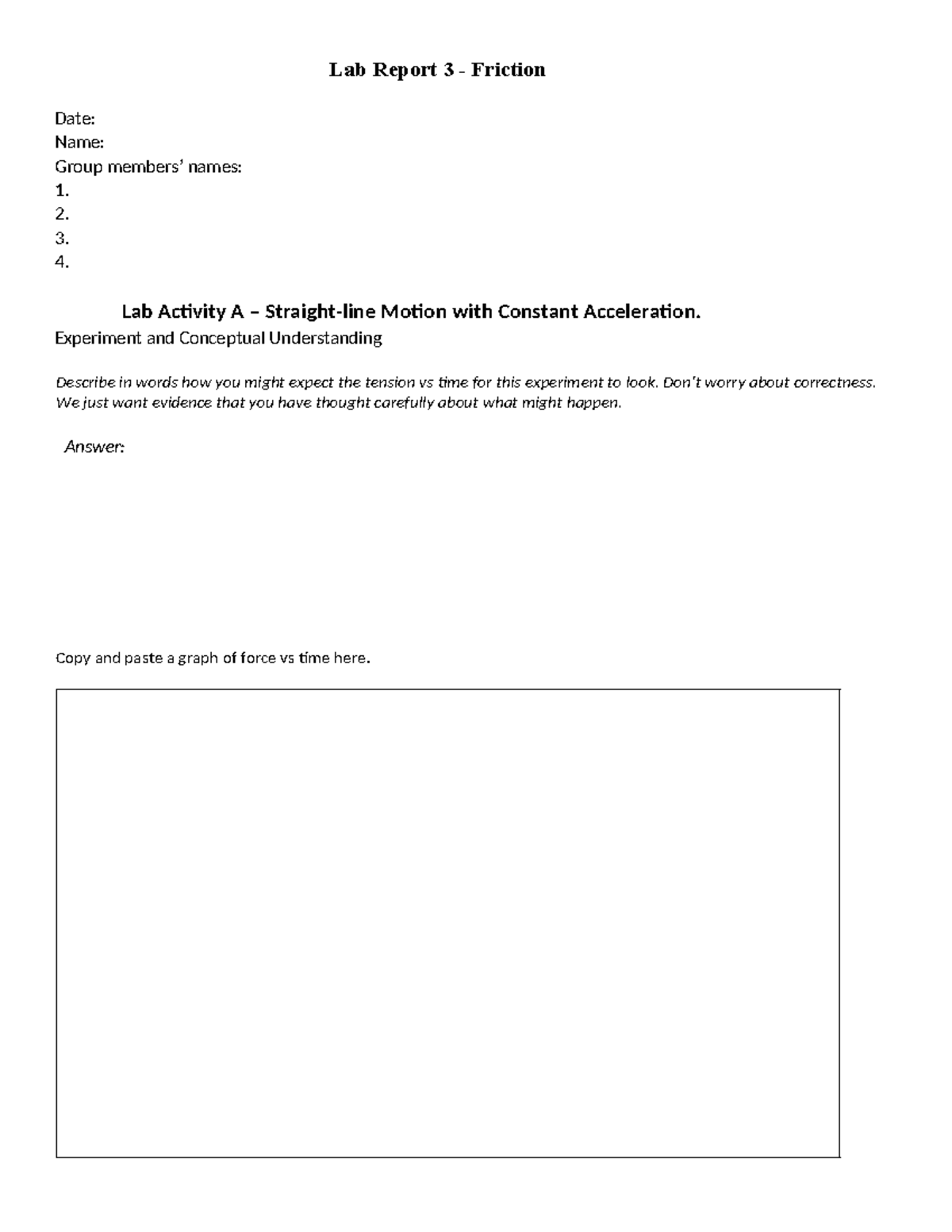 PHYS1800 Lab Report 3: Understanding Friction and Motion - Studocu