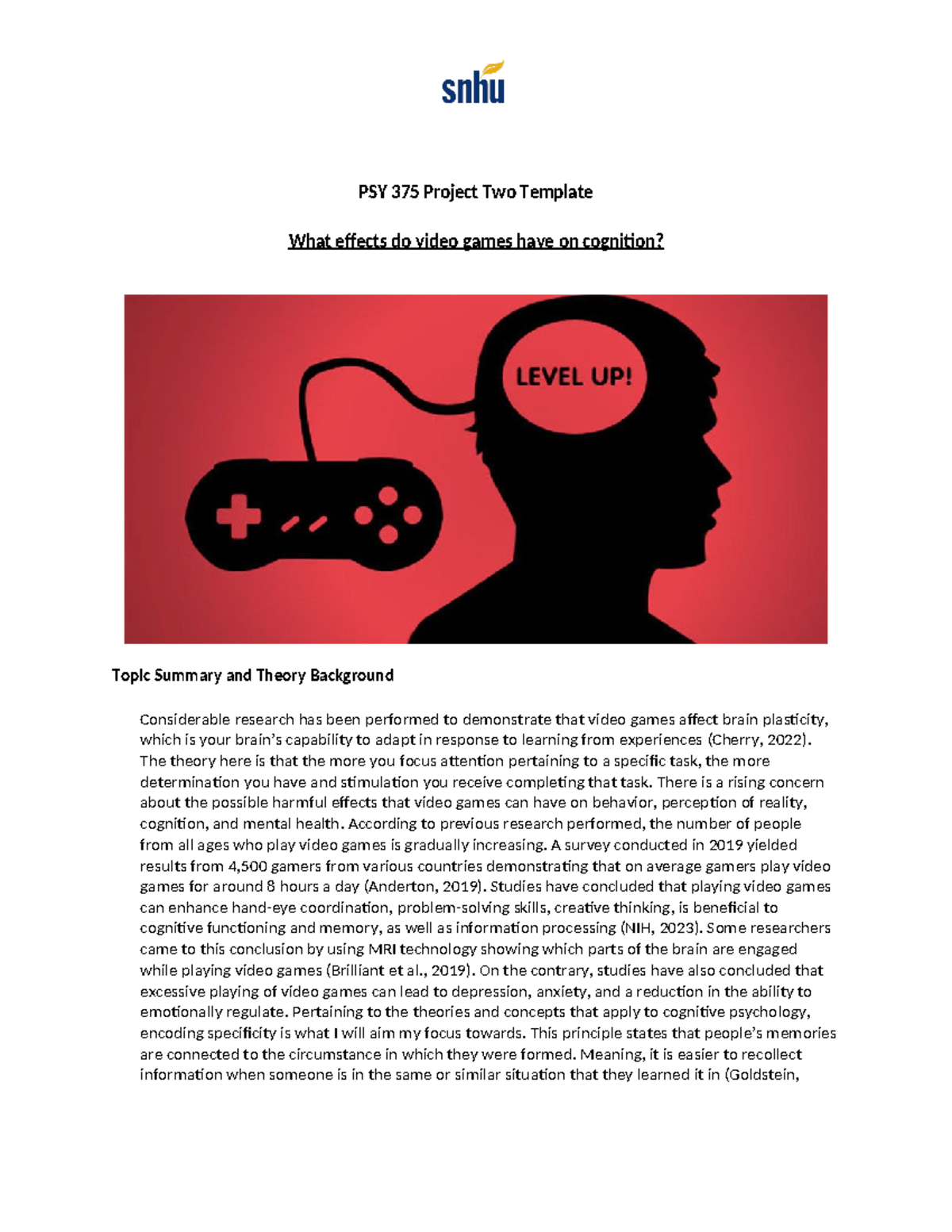 PSY 375 Project Two Template - PSY 375 Project Two Template What ...