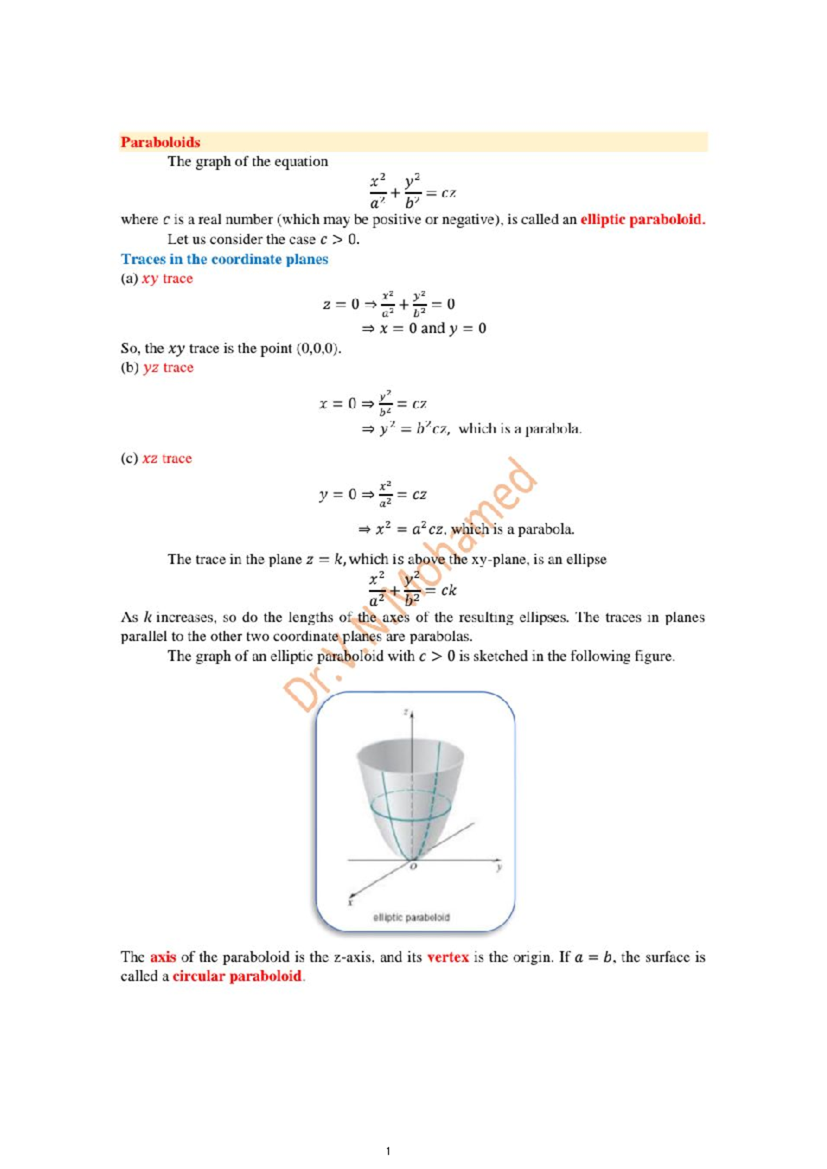 Paraboloid - Bsc maths - Studocu