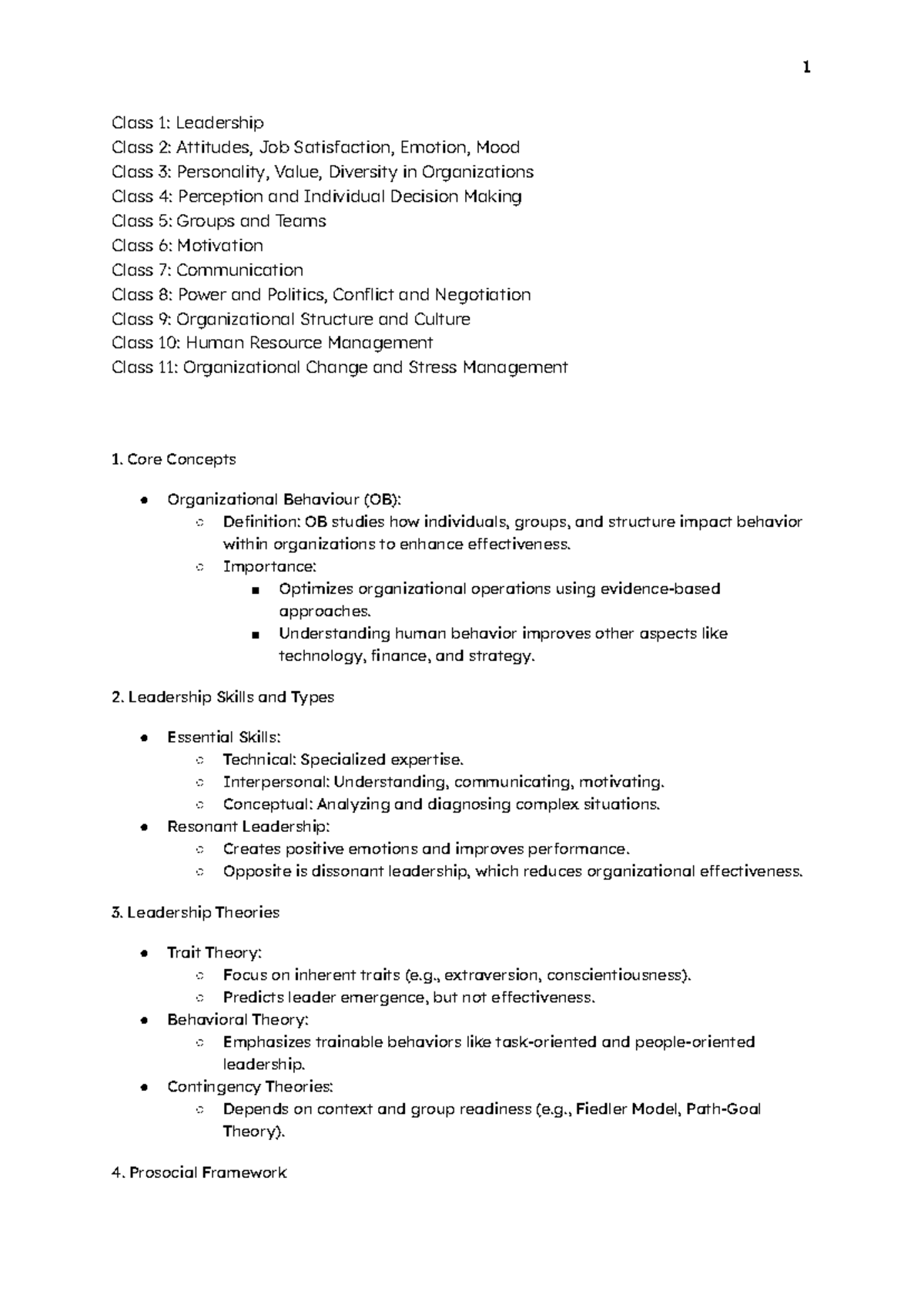 OB 101: Final Exam Notes on Leadership, Communication, and ...