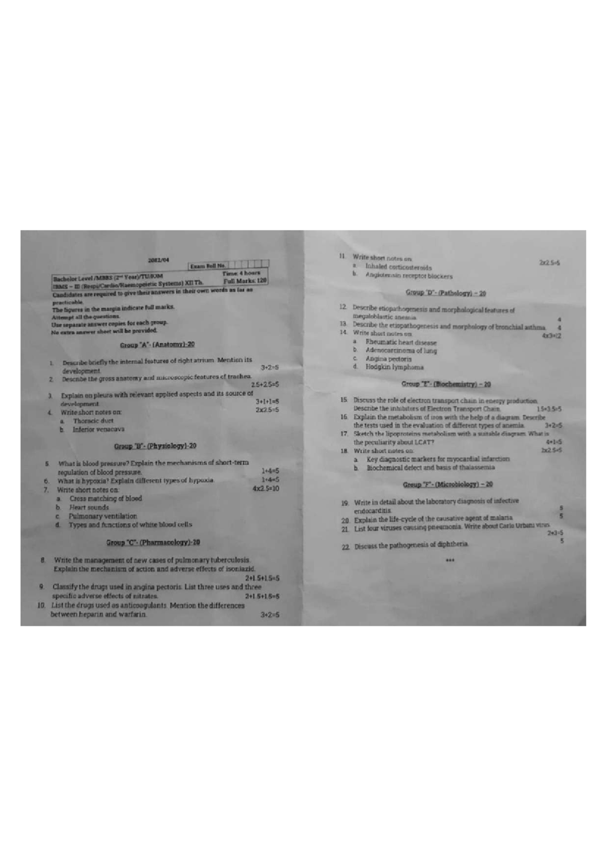 MBBS 2nd Year IBMS-III Exam Notes: Respi, CVS, Haemato Topics - Studocu