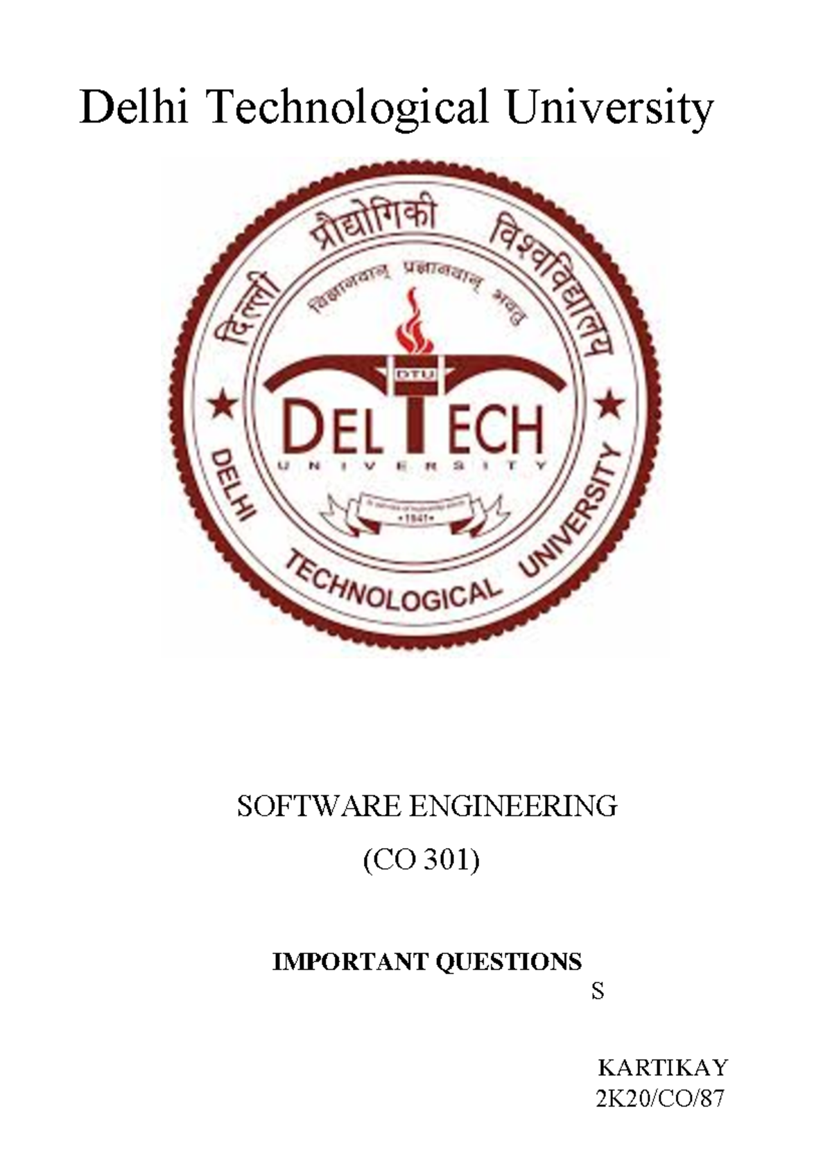 SE (CO301) Important Previous Year Questions Overview - Studocu