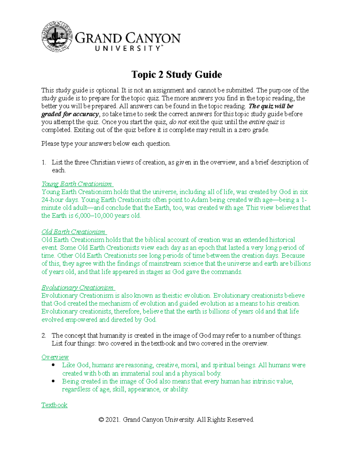 CWV 101 Topic 2 Study Guide for Quiz Preparation - Studocu