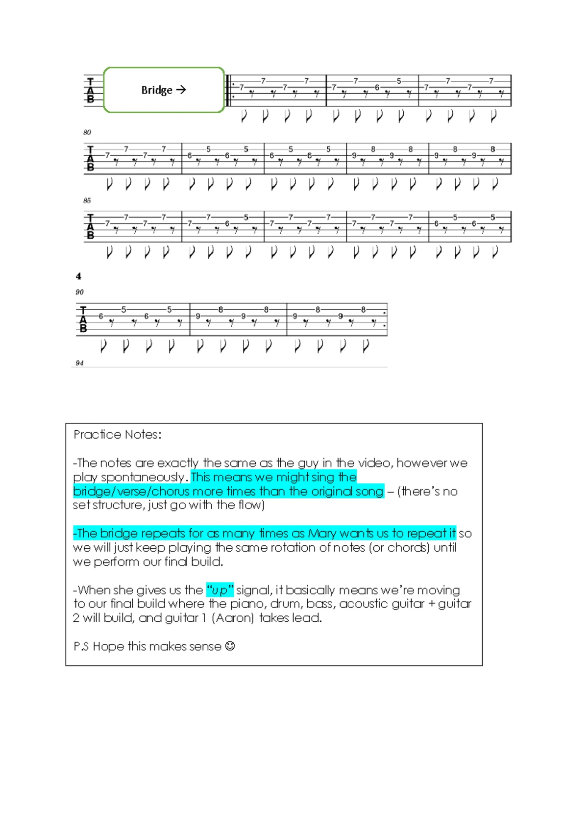 Oceans Bridge Practice Notes: Spontaneous Play & Final Build - Studocu