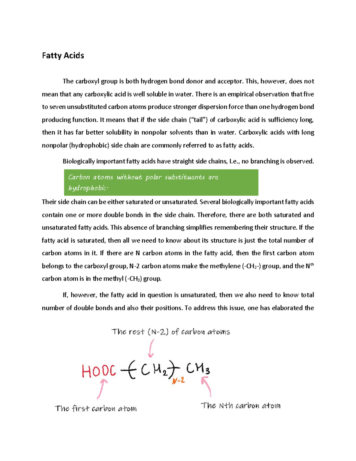 Fatty Acids - Lecture Notes on Structure and Importance (BIO 101) - Studocu