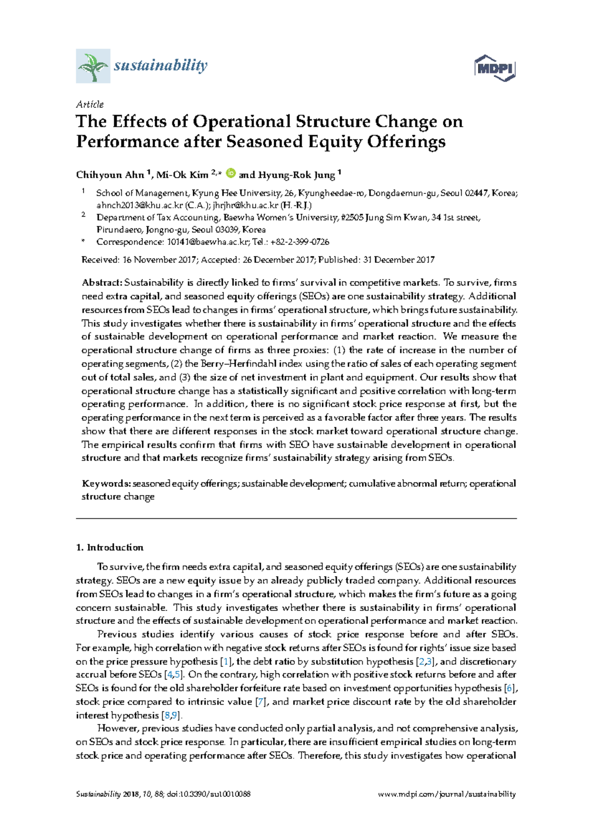 Sustainability Strategies: Operational Structure Changes Post-SEOs ...