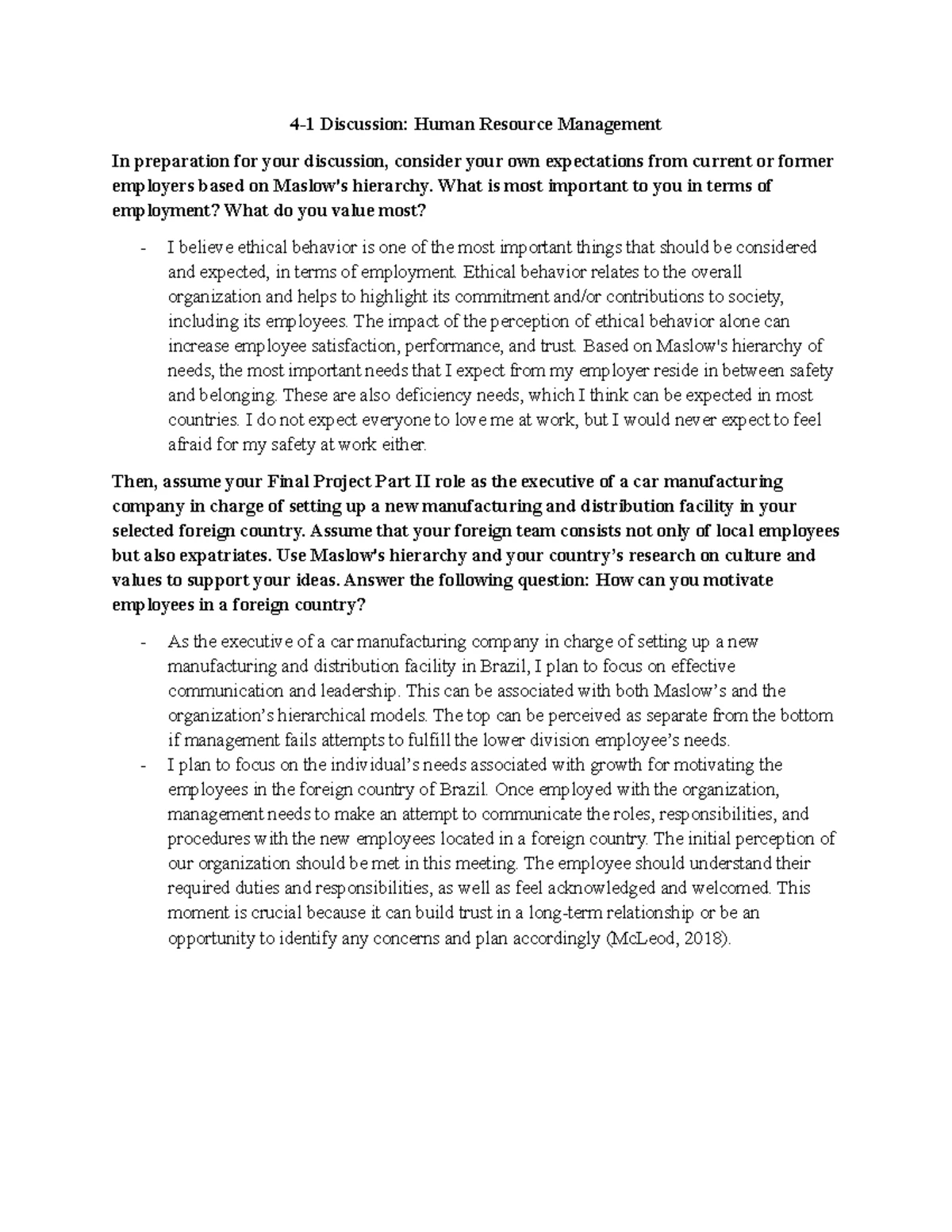 INT 315 Case Study: Analyzing HRM Strategies in MNCs and Ethics - Studocu
