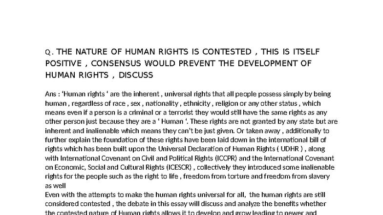IPHR Human Rights Assignment: The Contestation of Human Rights - Studocu