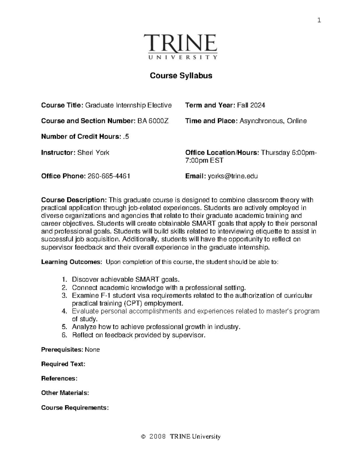 BA 6000Z Graduate Internship Syllabus - Fall 2024 - Studocu