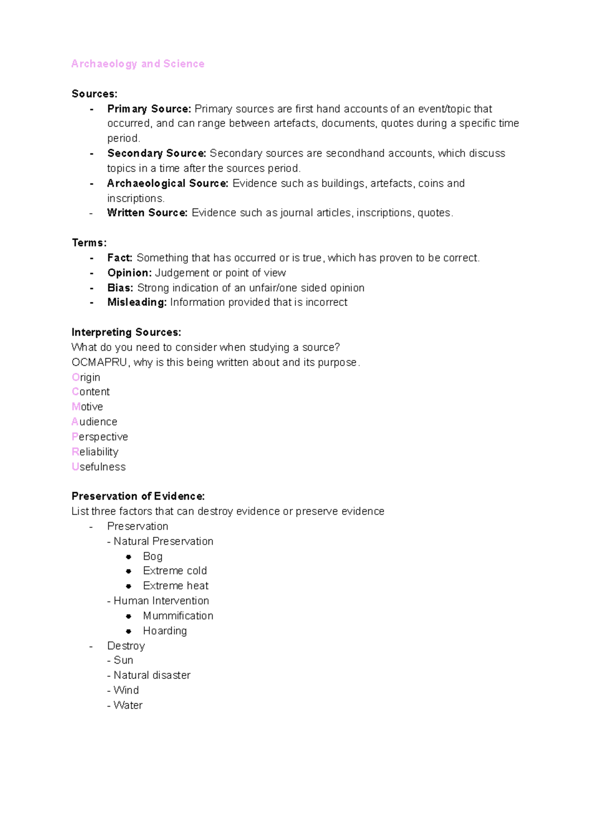 Ancient Archaeology Prelim Notes: Key Concepts and Sources - Studocu