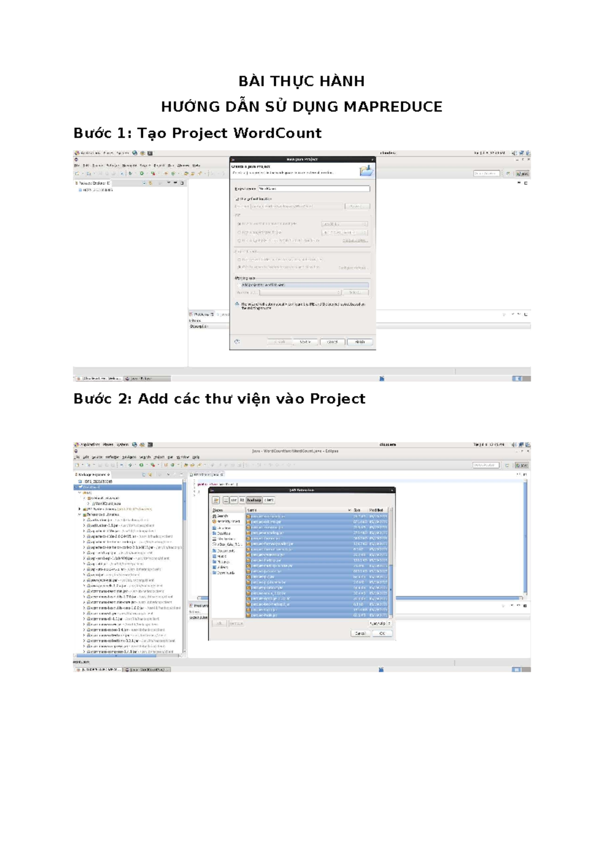 HƯỚNG DẪN THỰC HÀNH MAPREDUCE: PROJECT WORDCOUNT 2121050385 - Studocu