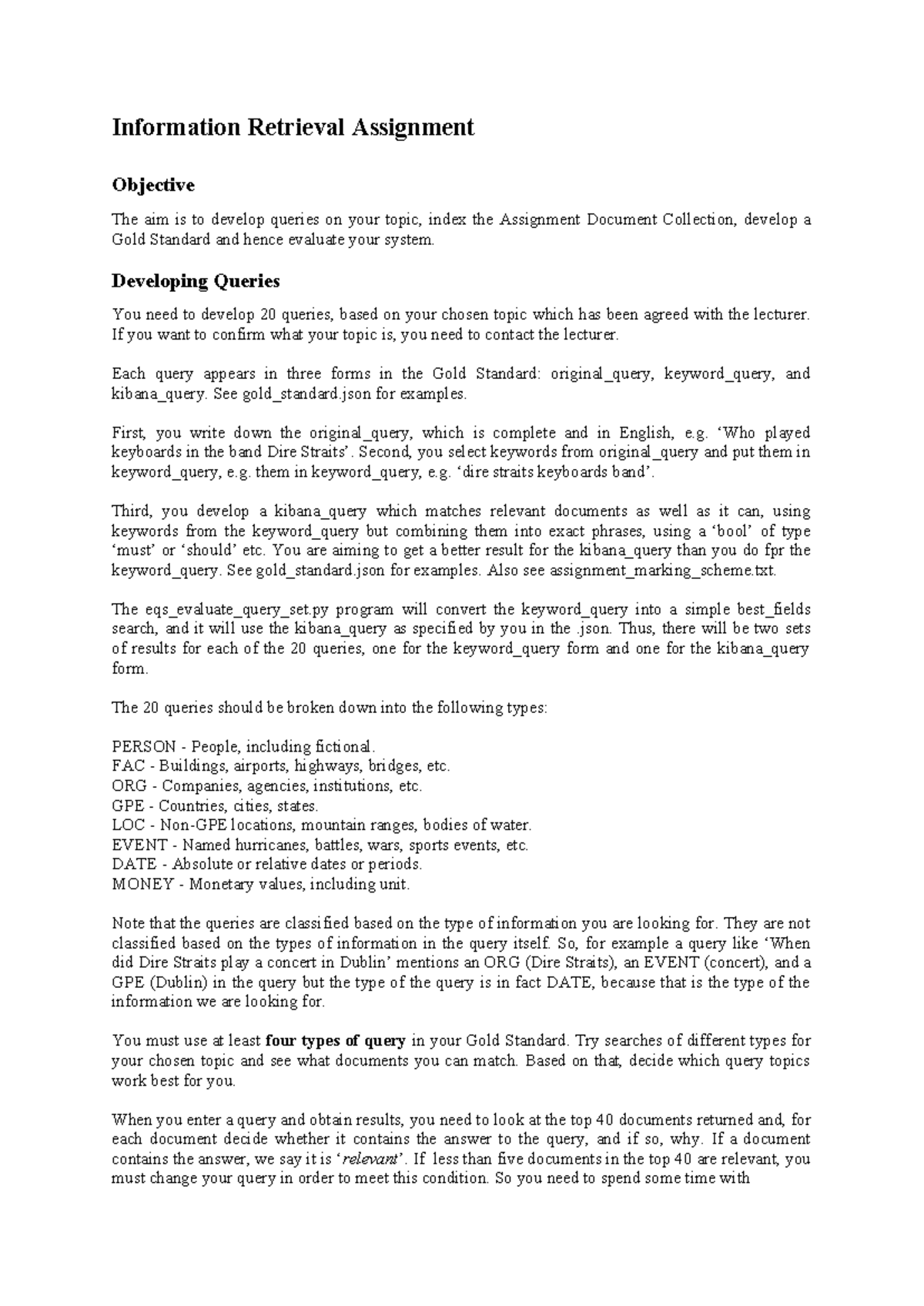 Assignment v6 - gold standard assingment - Information Retrieval ...
