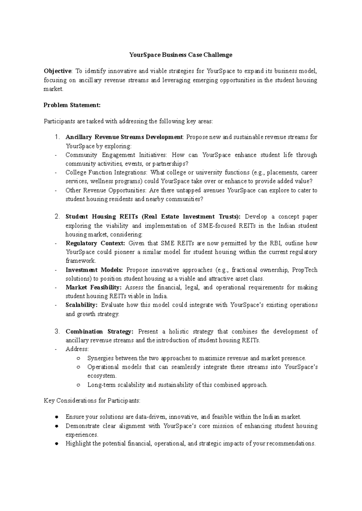 67926 Final Case Challenge: YourSpace Business Expansion Strategies ...