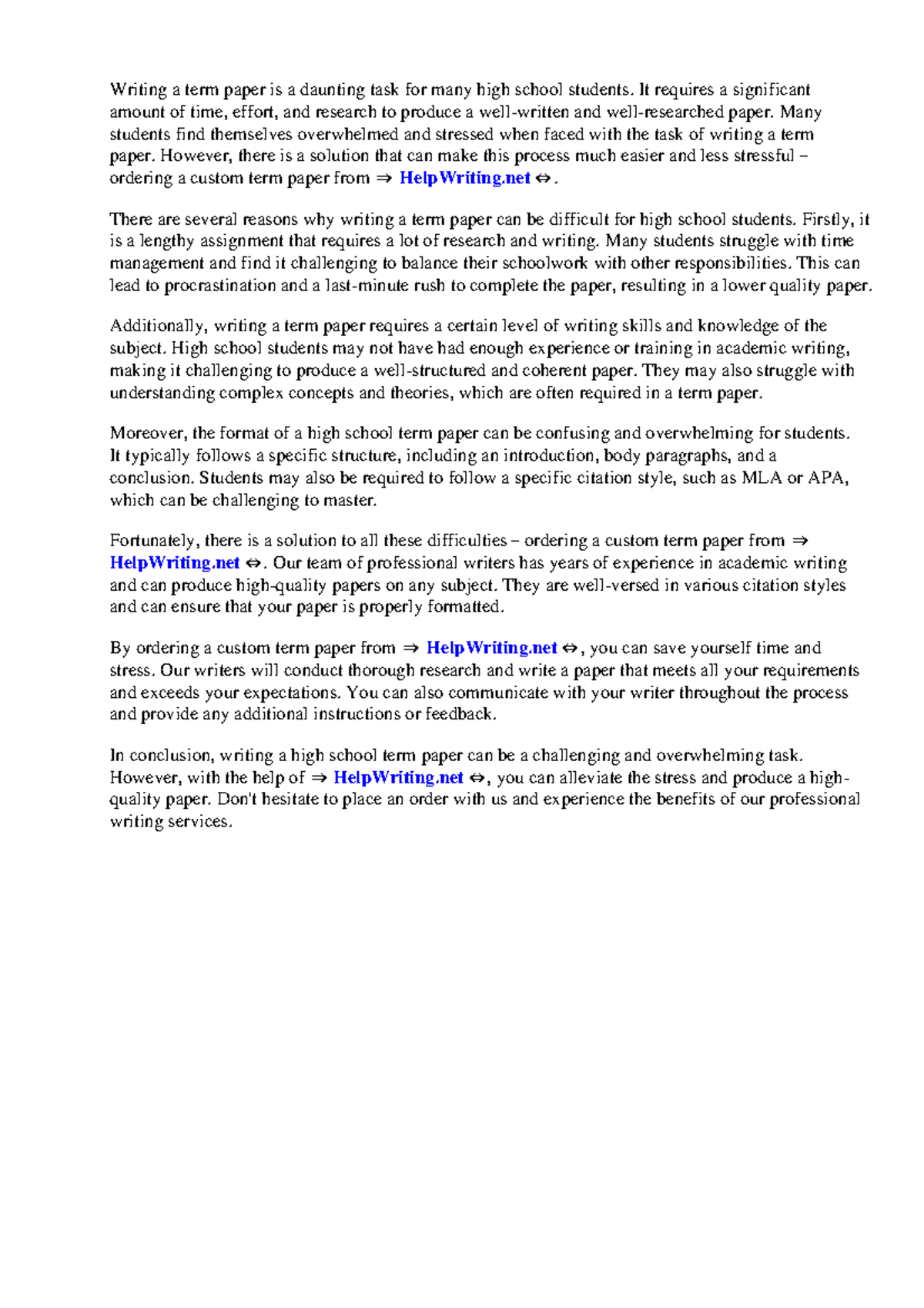 High school term paper format - Writing a term paper is a daunting task ...