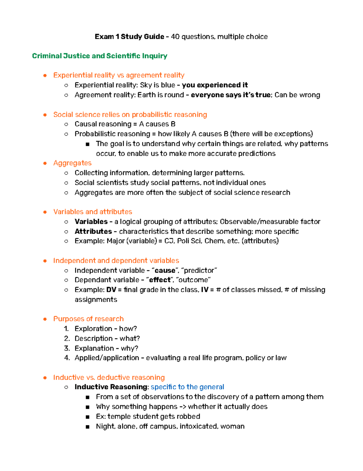 CJ Research Methods Exam 1 Study Guide: Key Concepts & Validity - Studocu
