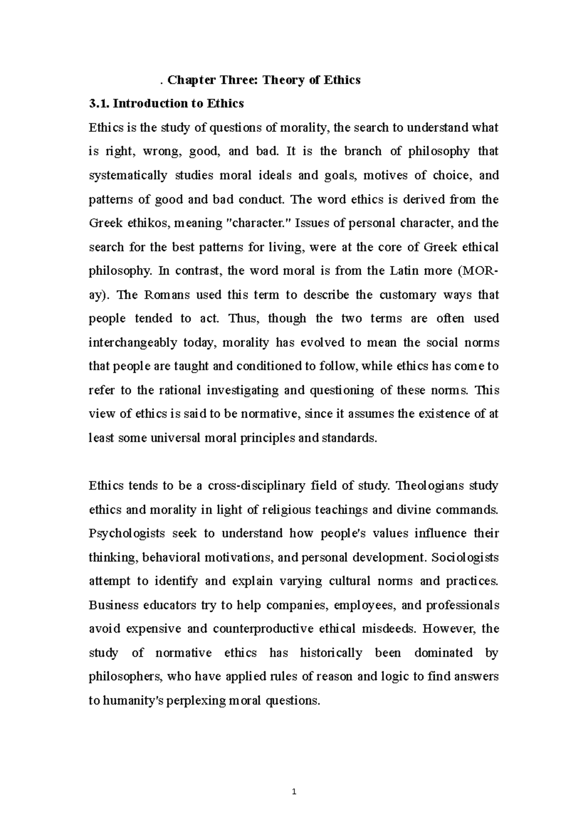 Business Ethics: Chapter III - Theory of Ethics and Key Concepts - Studocu