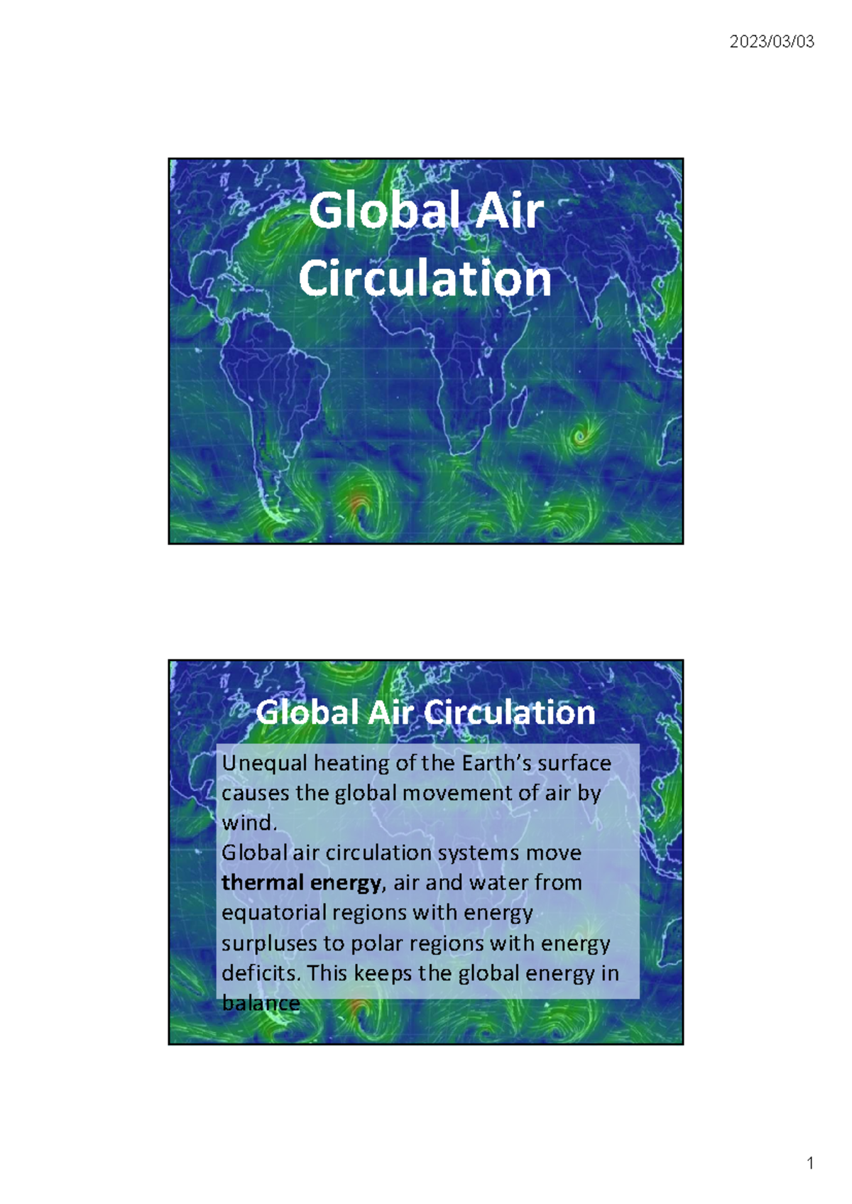 Global Air Circulation: Understanding Patterns and Forces in GAC - Studocu