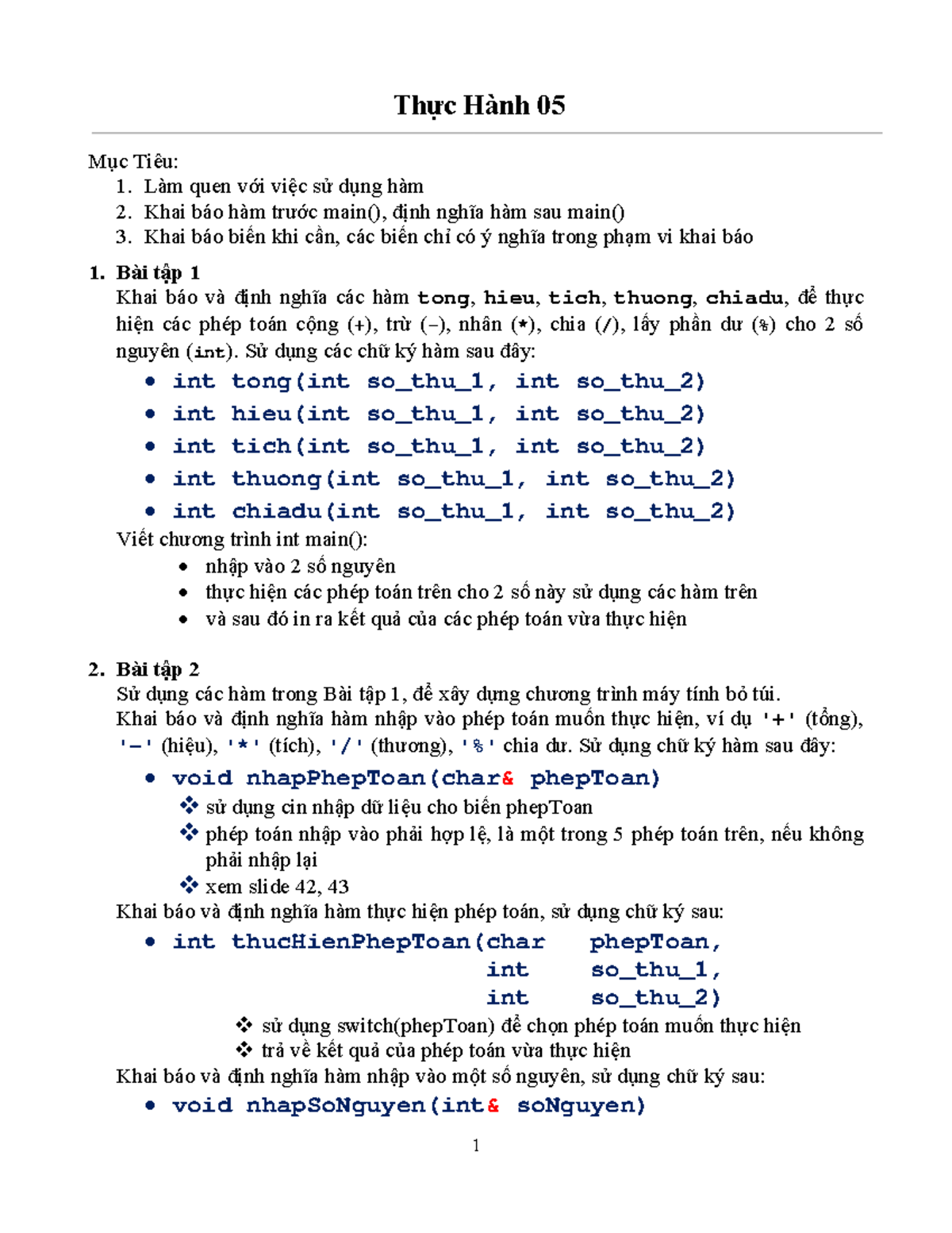 Lab05 - Basic Functions for Integer Operations and Calculator Program ...