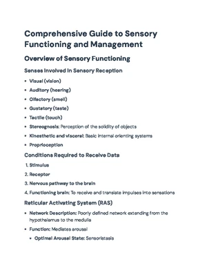 Sensory Functioning: Assessment & Care Strategies for Patients - Studocu