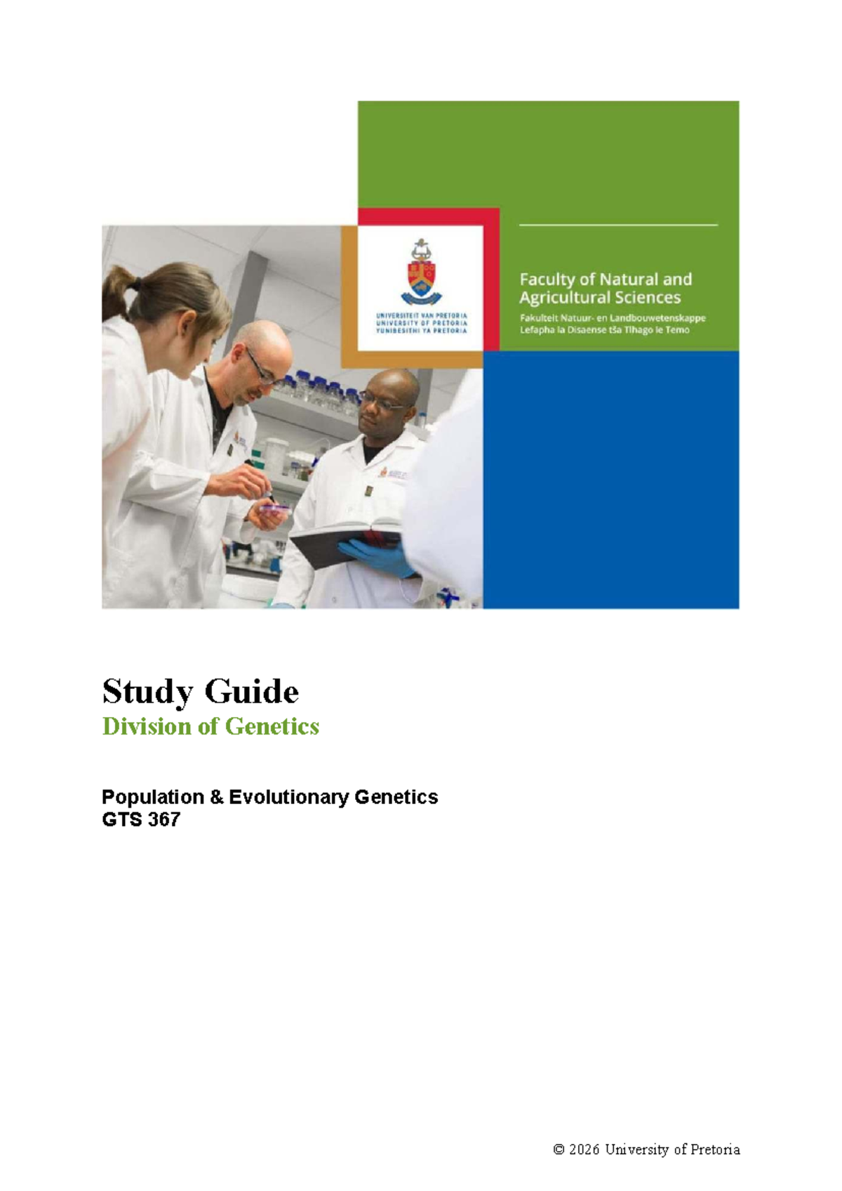 Study Guide: Population & Evolutionary Genetics GTS 367 - 2026 - Studocu