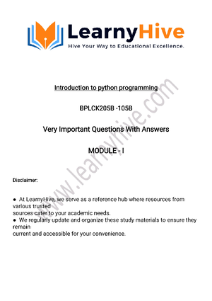 Python Question bank with answers. - Python important questions Module ...