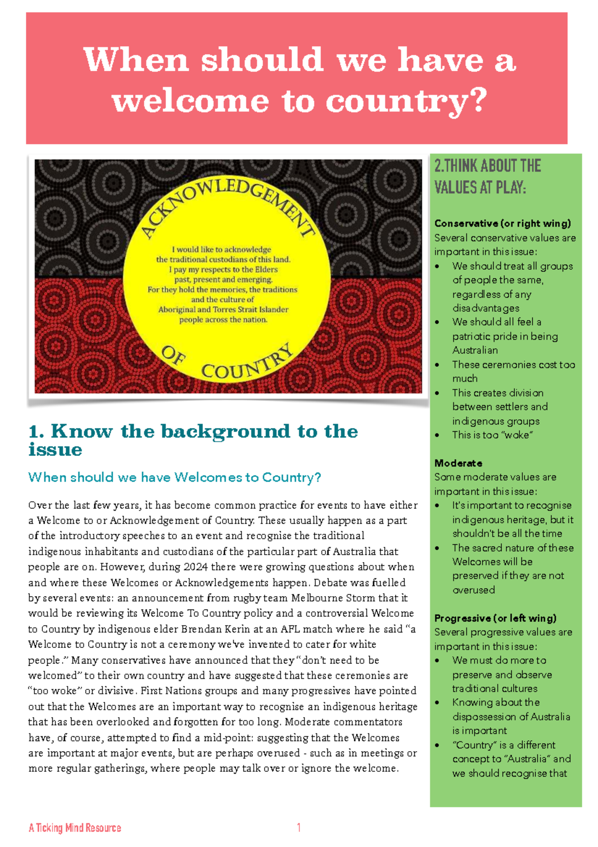 When Should We Have a Welcome to Country? Insights & Debates - Studocu