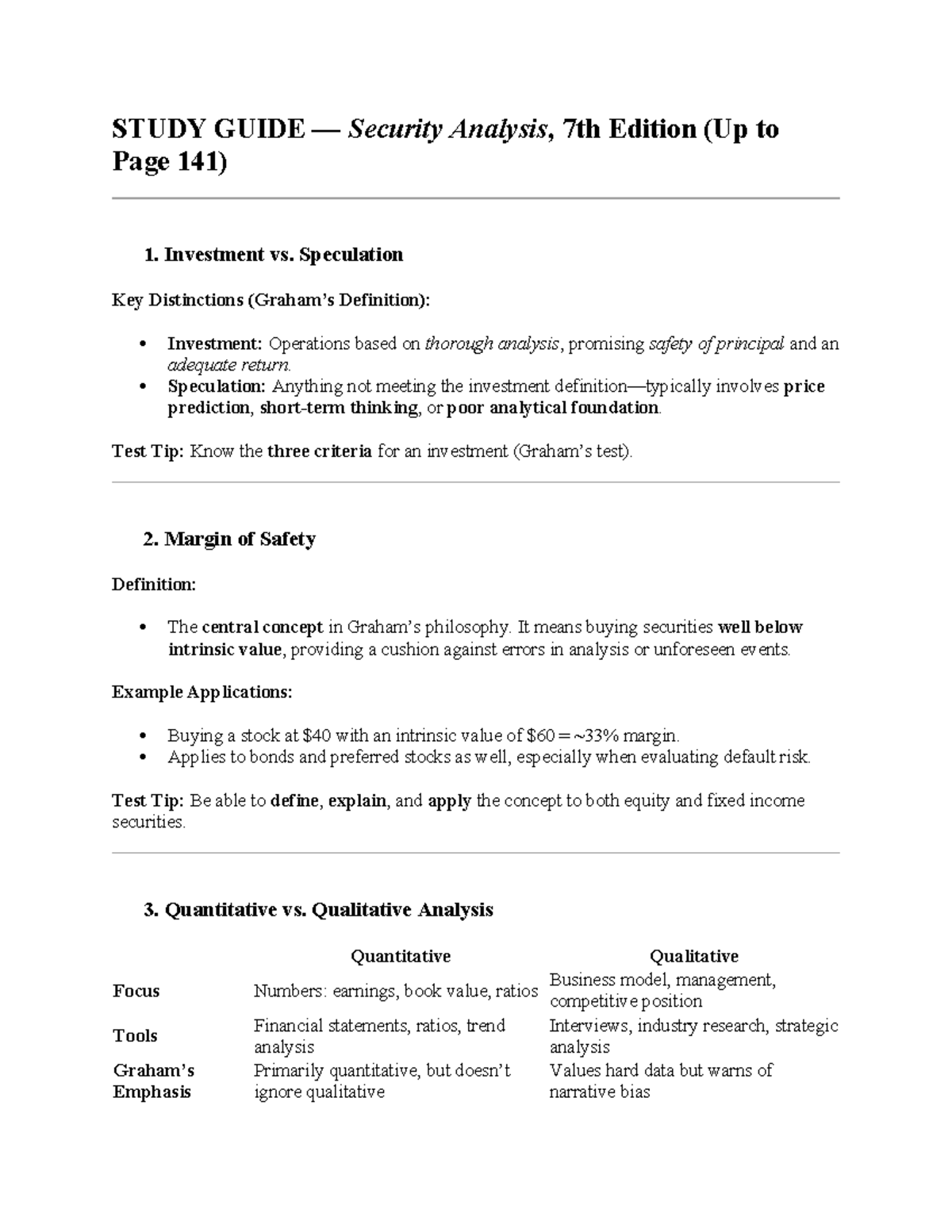 Security Analysis Quiz 1 Study Guide (7th Edition) - Studocu