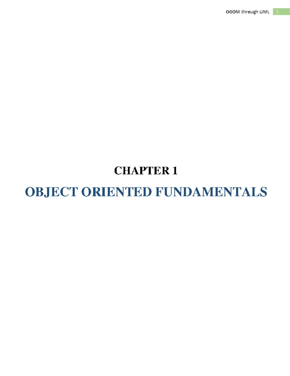 OODM Through UML Notes - CHAPTER 1 OBJECT ORIENTED FUNDAMENTALS CHAPTER ...