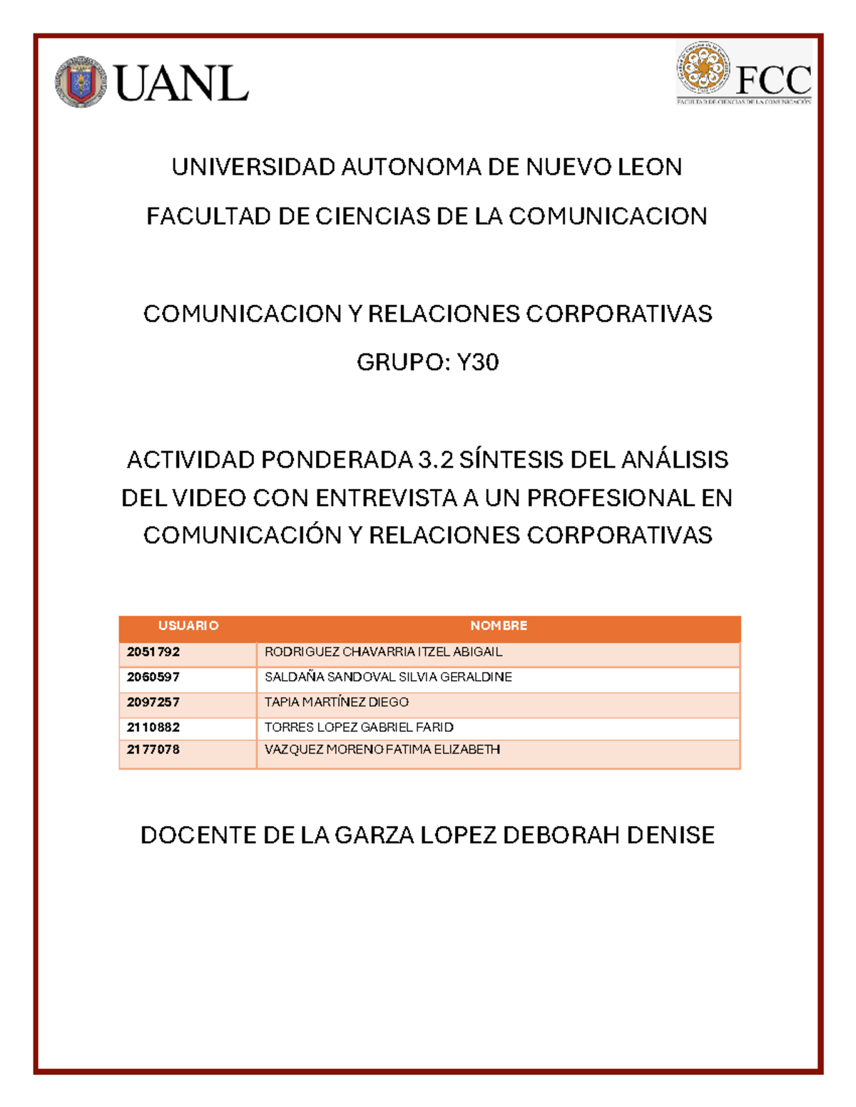 Actividad 3.2 en equipo - UNIVERSIDAD AUTONOMA DE NUEVO LEON FACULTAD ...
