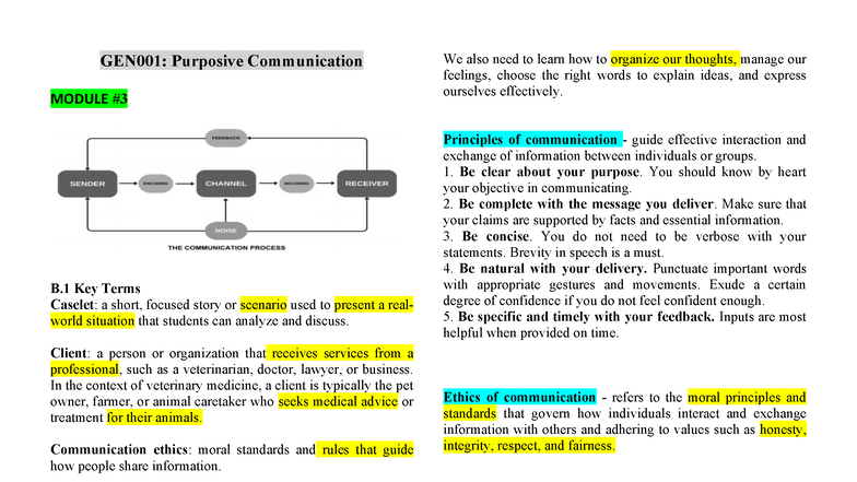 GEN001: Purposive Communication MODULE B.1 Key Terms & Concepts - Studocu