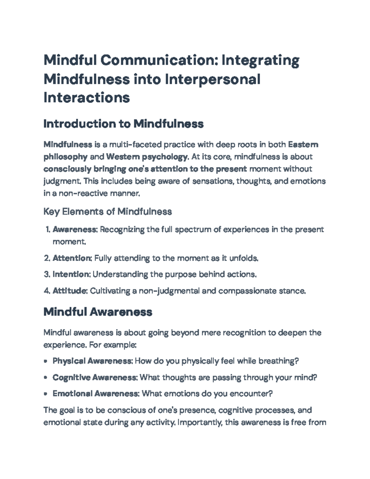 Mindful Communication: Enhancing Interpersonal Skills through ...