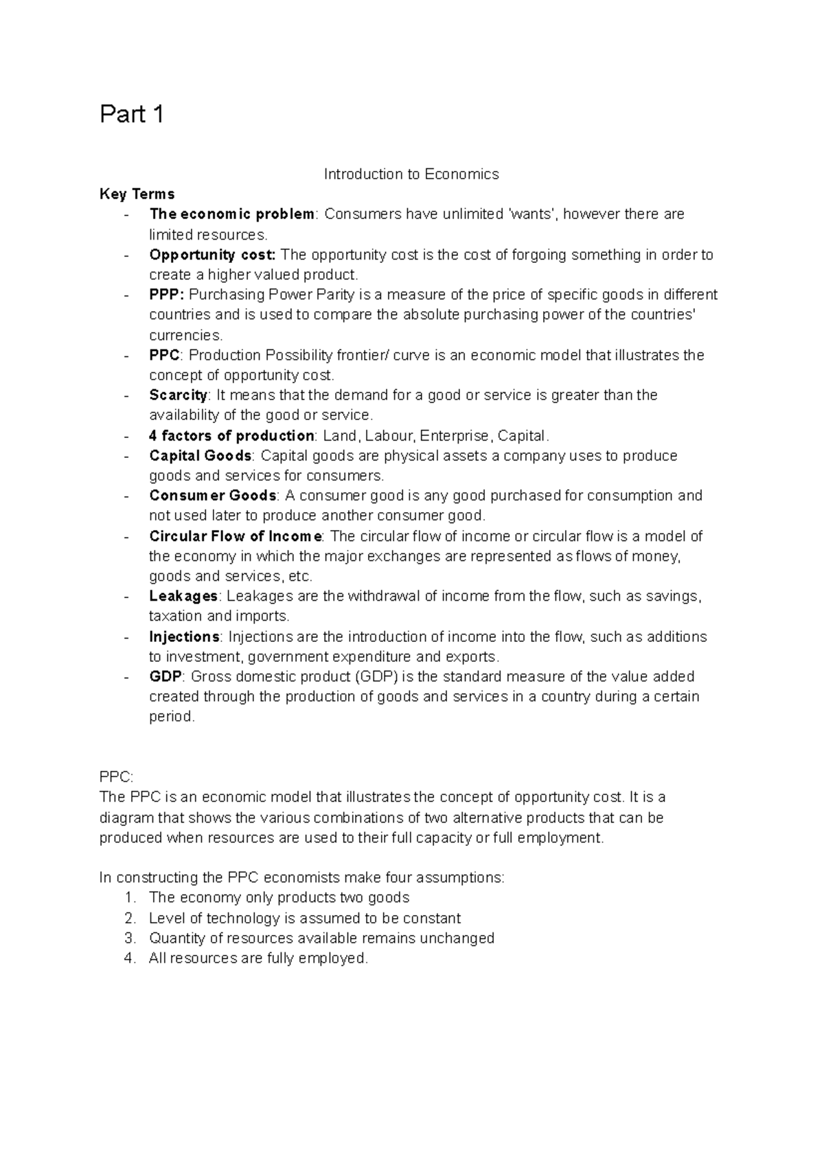 Economics Study Doc: Key Terms & Concepts for Prelims - Studocu