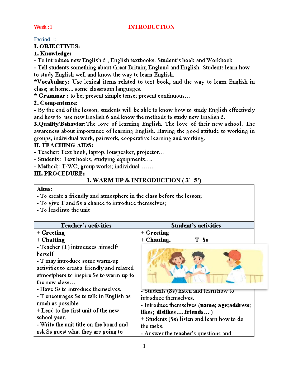 Week 1: Introduction to New English 6 Textbook and Learning Methods ...
