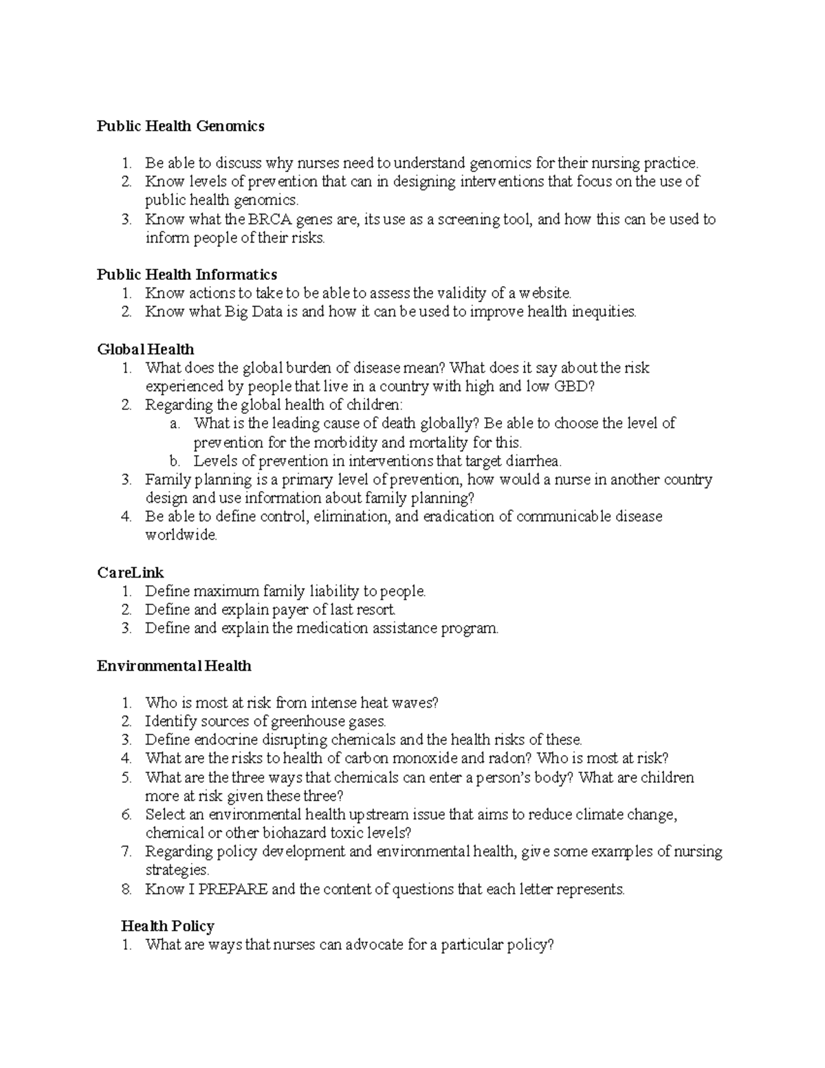 Health 205: Comprehensive Content Review for Exam 2 - Studocu