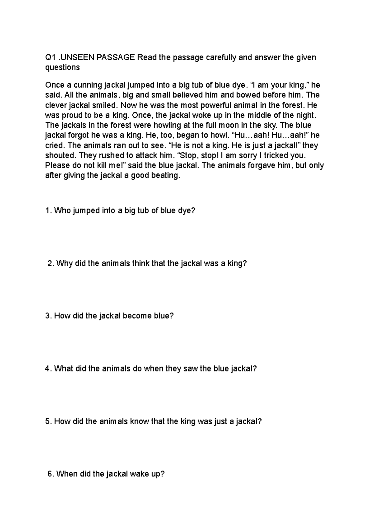 Unseen Passage Analysis and Questions for Study Guide - Studocu